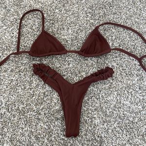 Ribbed brown bikini set